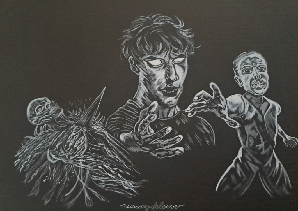 Illustration fan art non officiel Stranger Things Entre deux mondes ambiance sombre fantastique et surnaturelle