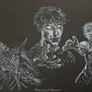 Illustration fan art non officiel Stranger Things Entre deux mondes ambiance sombre fantastique et surnaturelle