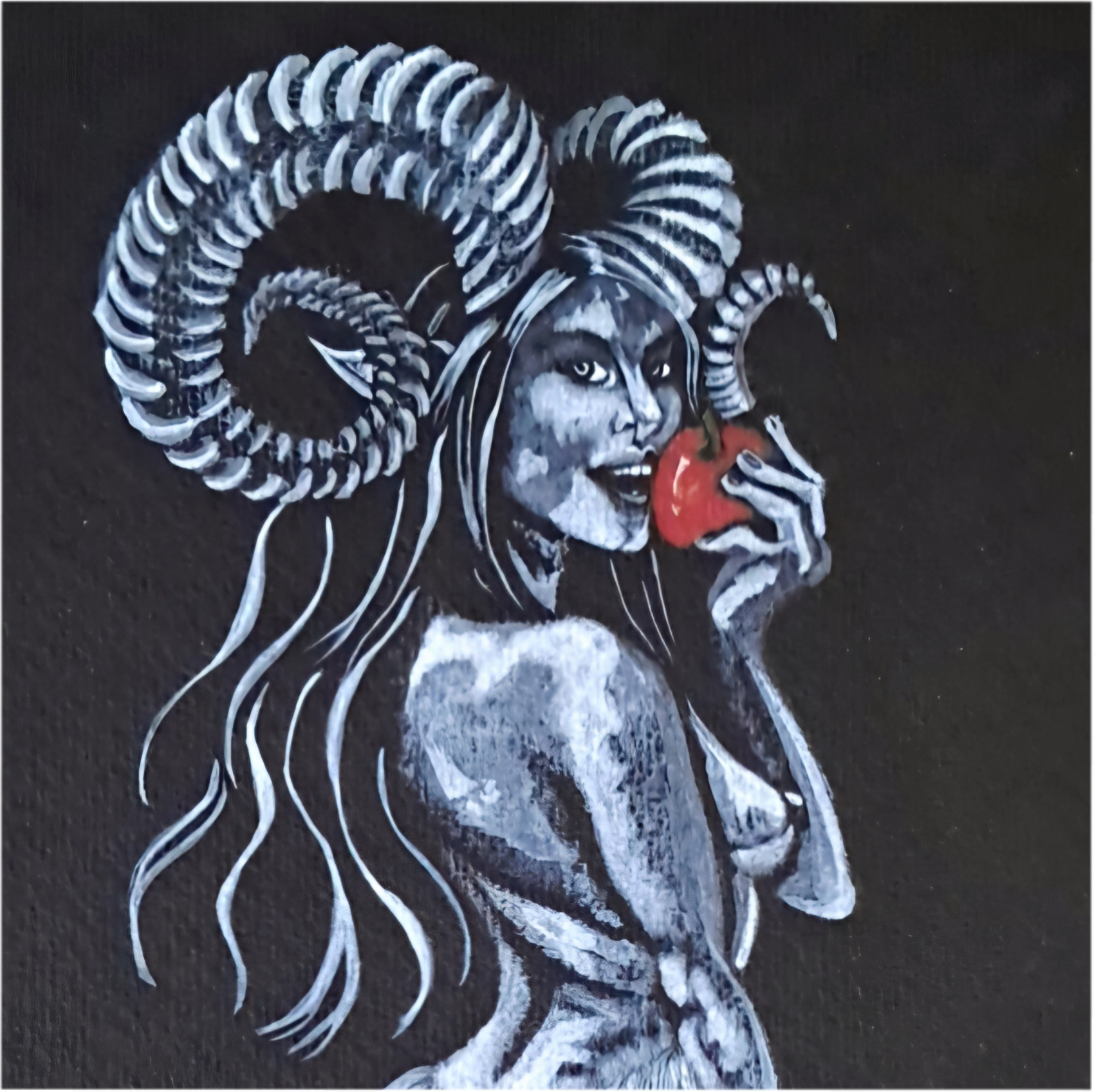 Belial Candy illustration gothique femme démoniaque cornes de bélier