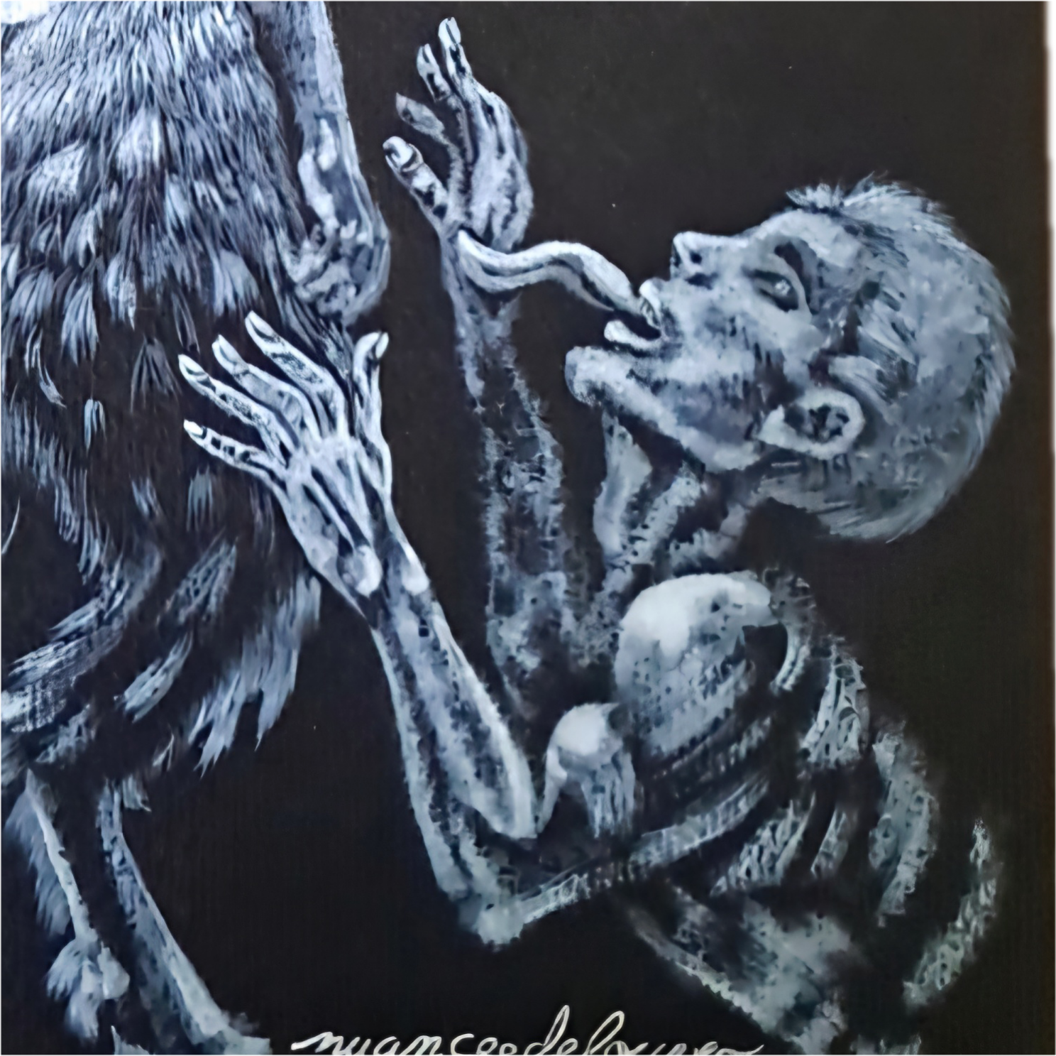 Détail Belial Candy illustration gothique aquarelle créature démoniaque symbolique