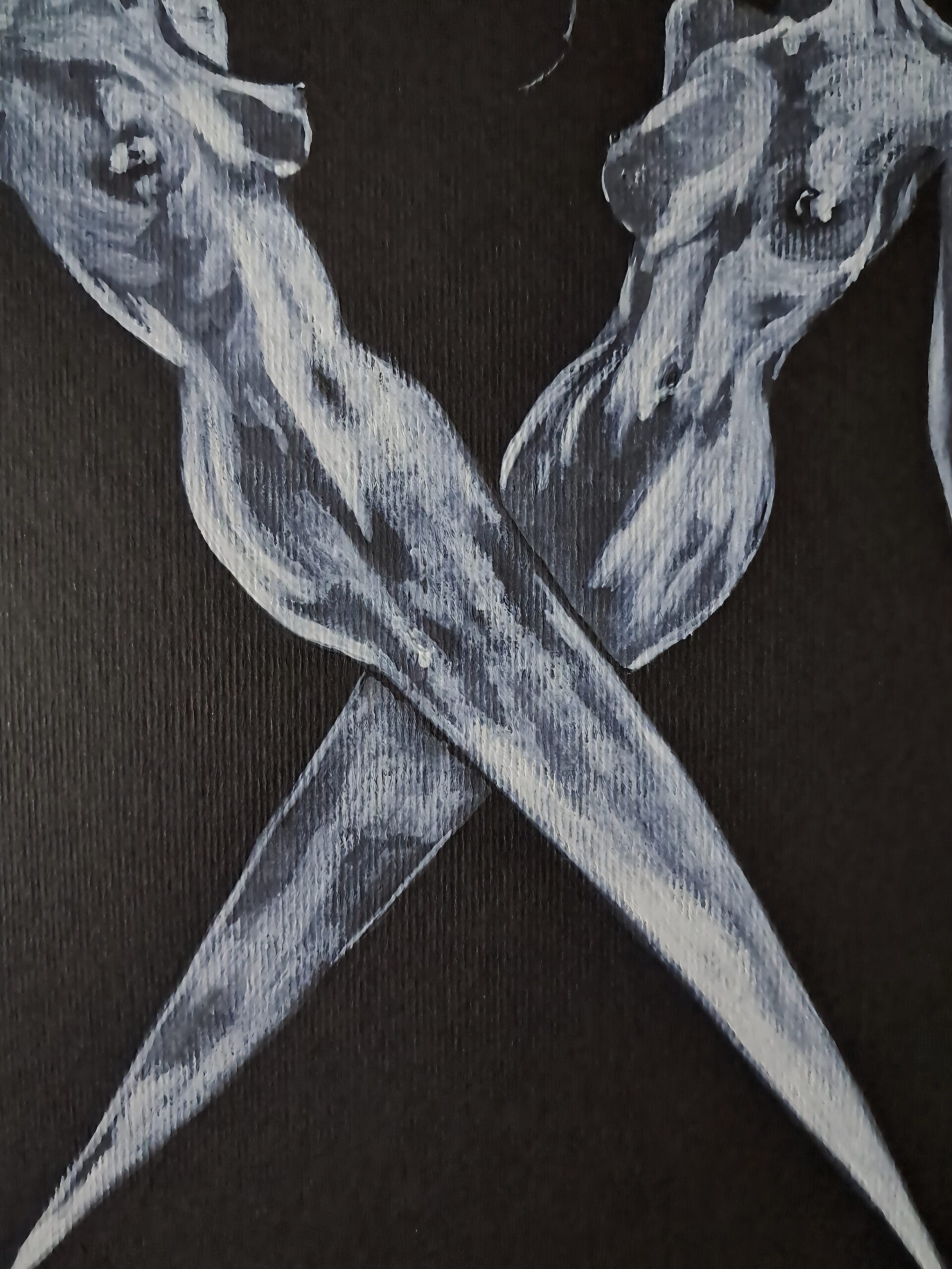 Détail de l'illustration Scissors Sisters montrant les lames croisées formées par les corps féminins