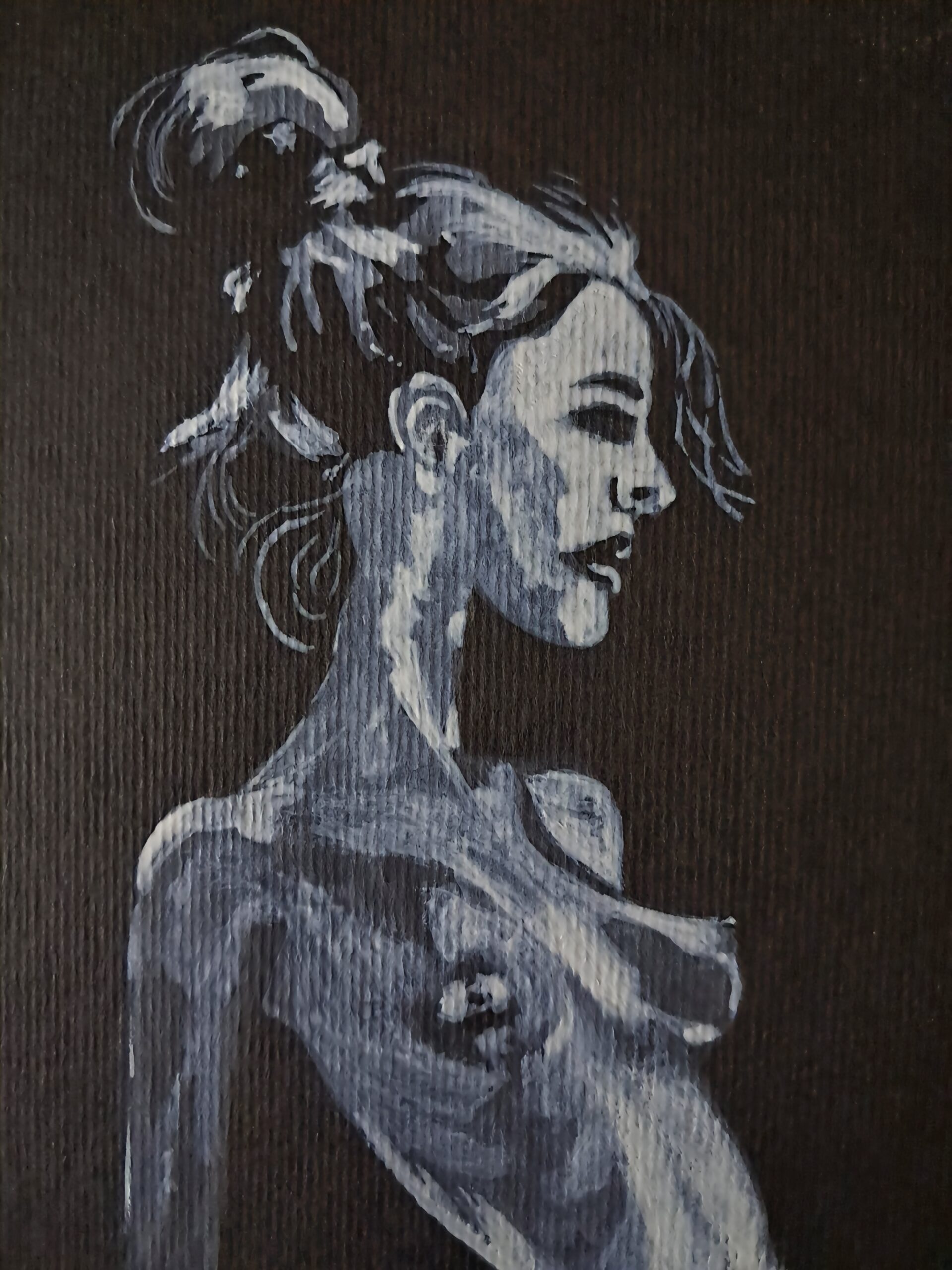 Détails de l'illustration Scissors Sisters montrant le profil d'une femme sur fond noir