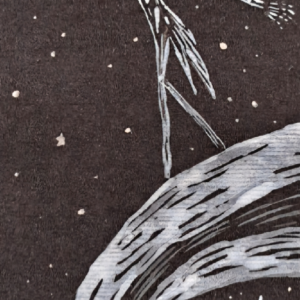 Marque-page Skeleton et l'étoile d'hiver, illustration noire et blanc de Nuances de Louve