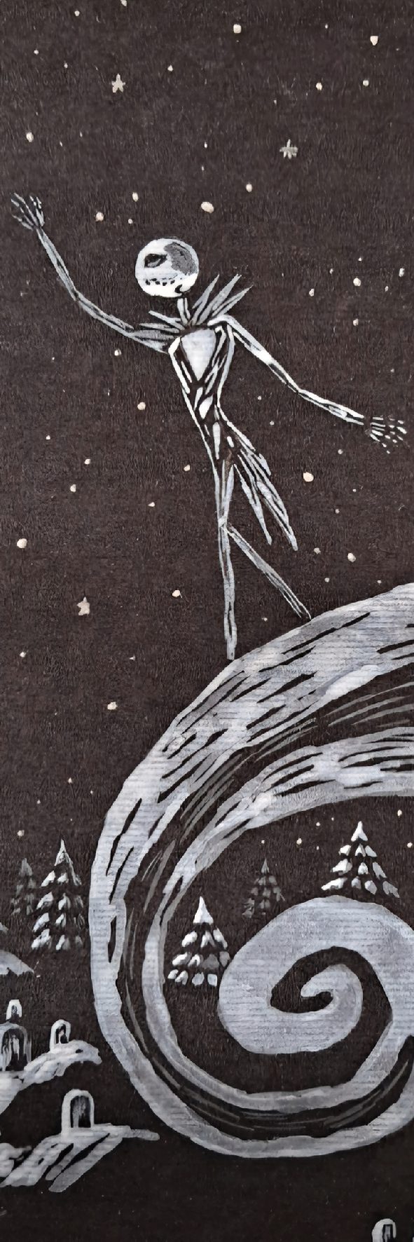 Marque-page Skeleton et l'étoile d'hiver, illustration noire et blanc de Nuances de Louve